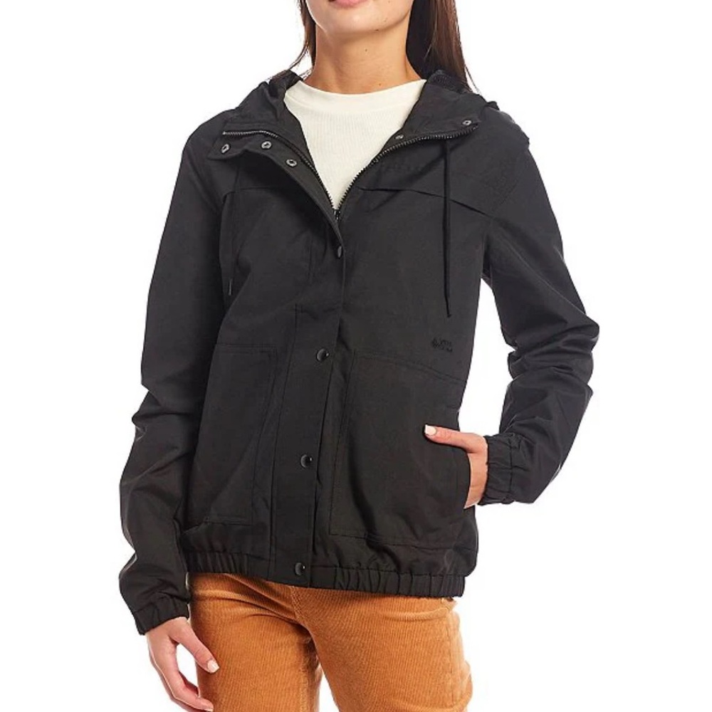 Volcom Black Enemy Stone Long Sleeve Hooded Windbreaker Rain Jacket Size S (4/6)